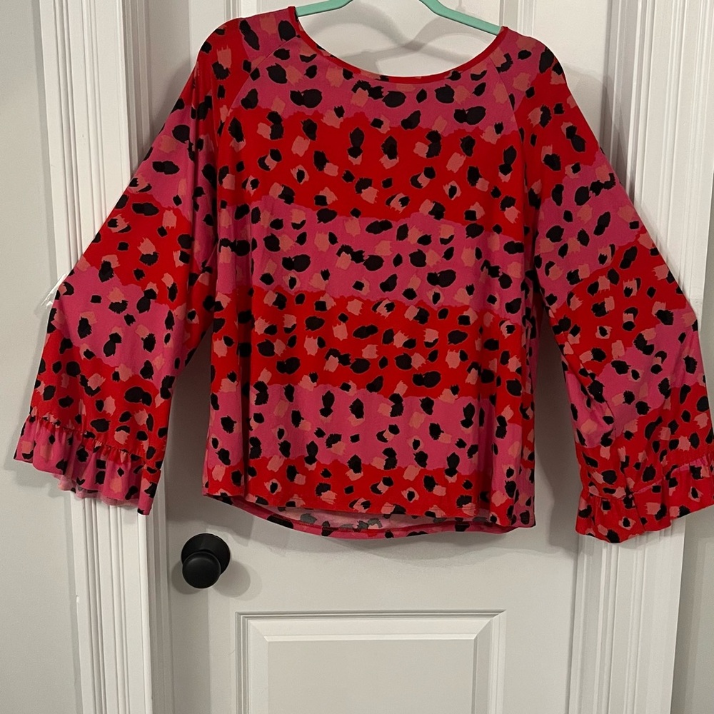 MTS Red and Pink Patterned Blouse